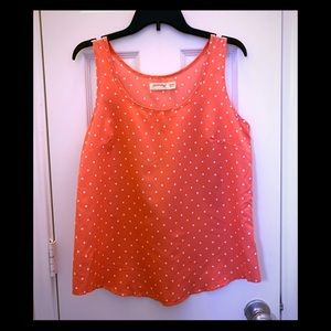 coral peach white Polka dot tank TOP 8 M